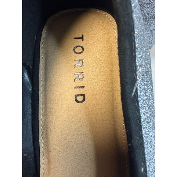 Torrid Pumps Womens Size 11W Black Suede Silver Glitter Block High Heel Shoes - Picture 11 of 15